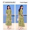 Vestido Midi Elegante com Estampa Floral de Meia-Manga
