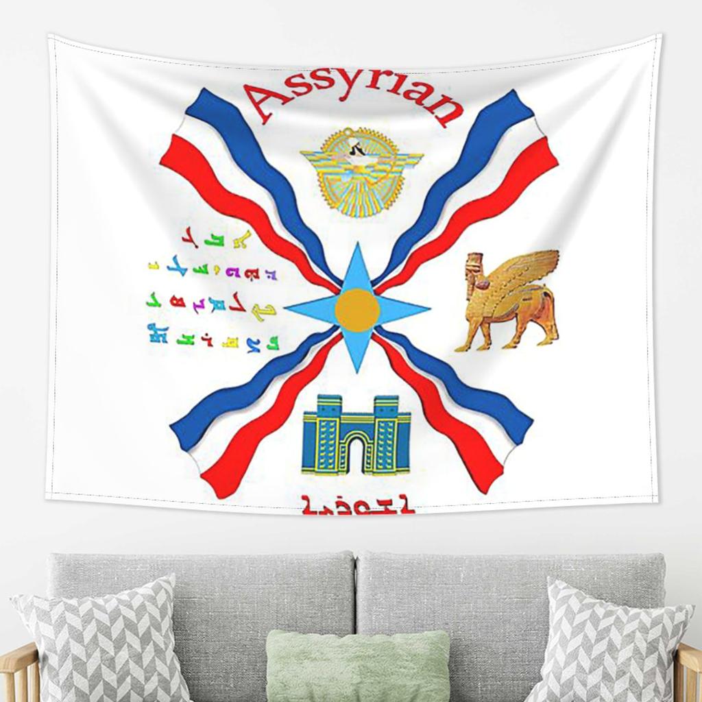 Luxury Assyrian Suryoyo Flag Tapestry Wall Hanging Aesthetic Home Decor Tapestries for Dorm Room