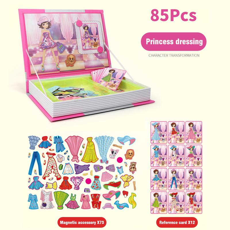

Montessori Children Intelligent Magnetic Book 3D Cartoon Puzzles Jigsaw Brain Training Game Educational Toys Kids Birthday Gift (As shown-7592)-
