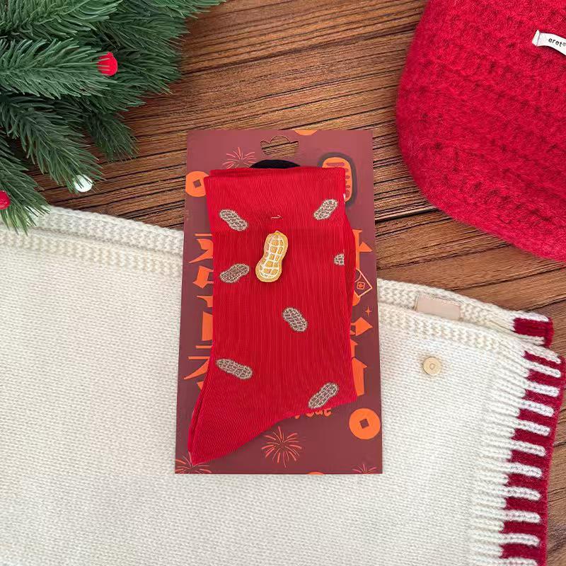 Women's Mid-Calf Cotton Socks - God of Wealth Design - Year of the Horse - Autumn/Winter - 2026 Christmas/New Year Edition