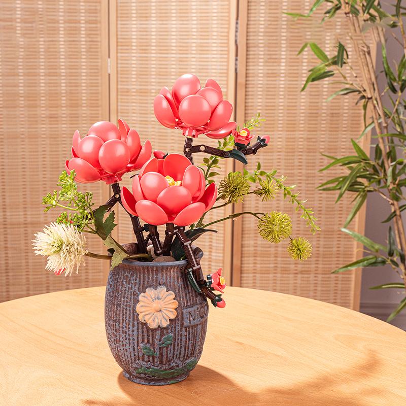 Plant And Flower Building Blocks Building Set, Single Rose, Sunflower, Tulip, Etc., Home Decoration Block Toy Gift For Girls