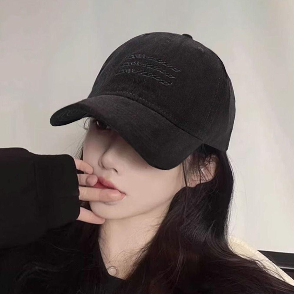 New Ripple Embroidery Washed Cotton Cap Sun Protection Simple Baseball Caps Vintage Casual Casquette Dad Hat Summer