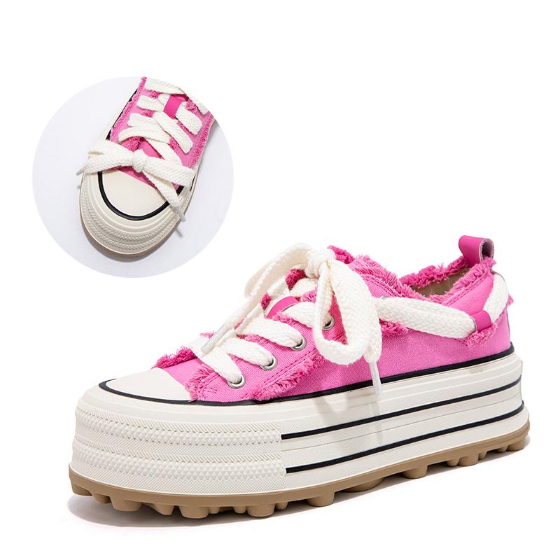 Women Canvas Sneakers 5 CM Platform Outdoor Street Shoes Lace Up Comfortable Sports Shoes High Quality Tenis Sneakers 36-43