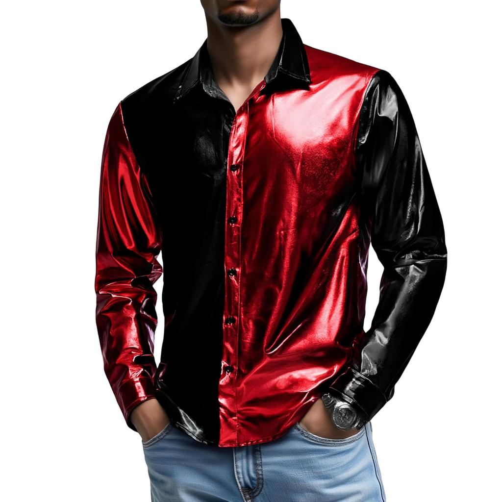 Men's   Long  Sleeves  Single  Button  Flip  Collar  Shirt