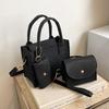 3pcs/set Embossed Women's Handbag Stylish Crossbody Bag Clutch and Wallet, Solid Color Square Shoulder Bag, Fabric for Daily Use