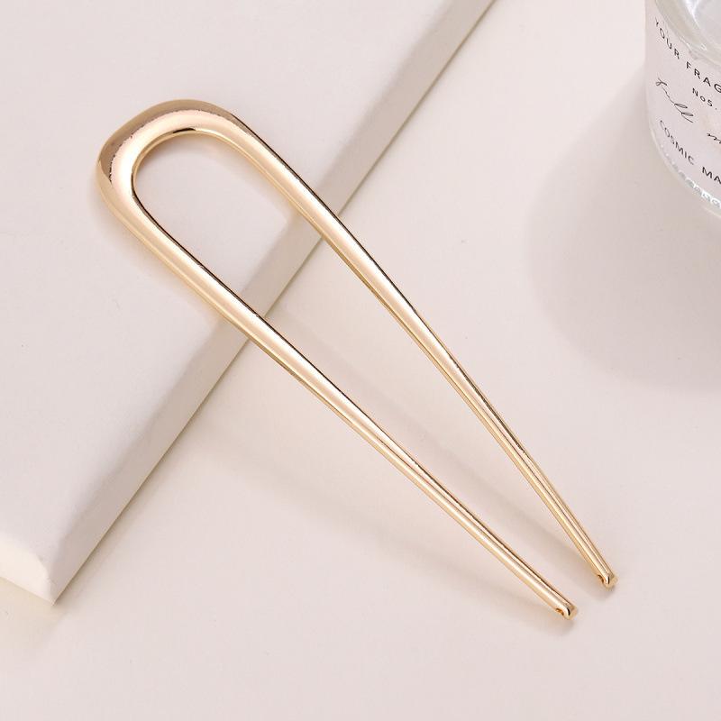 U-Shaped Enamel Metal Hairpin – Ancient Style, Large for Daily Use