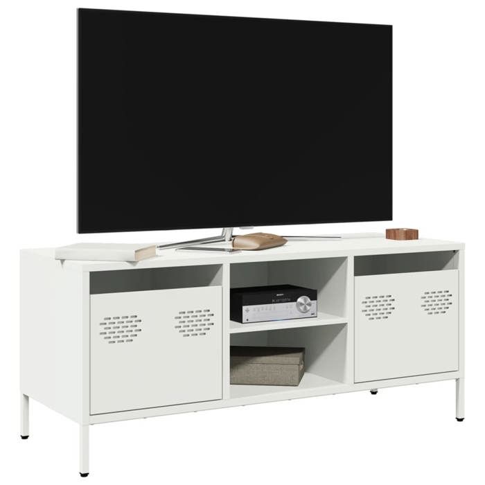 VidaXL TV Stand White 101.5x39x43.5 Cm Cold-rolled Steel, TV Stand, TV Buffet, Hi-fi Cabinet, TV Bench, Cabinet In 851303