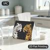 1pc Tissue Box, LUXURY GOLDEN WHITE LEOPARDS ELEGANT DUALITY Pattern, 2D Flat Printing, Blocks Dust, Easy To Carry, Tissue Organizer, for Social Clubs