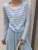 Women's 2025 Autumn Retro Striped Knit Cardigan - Gentle Style 2-Piece Casual Set