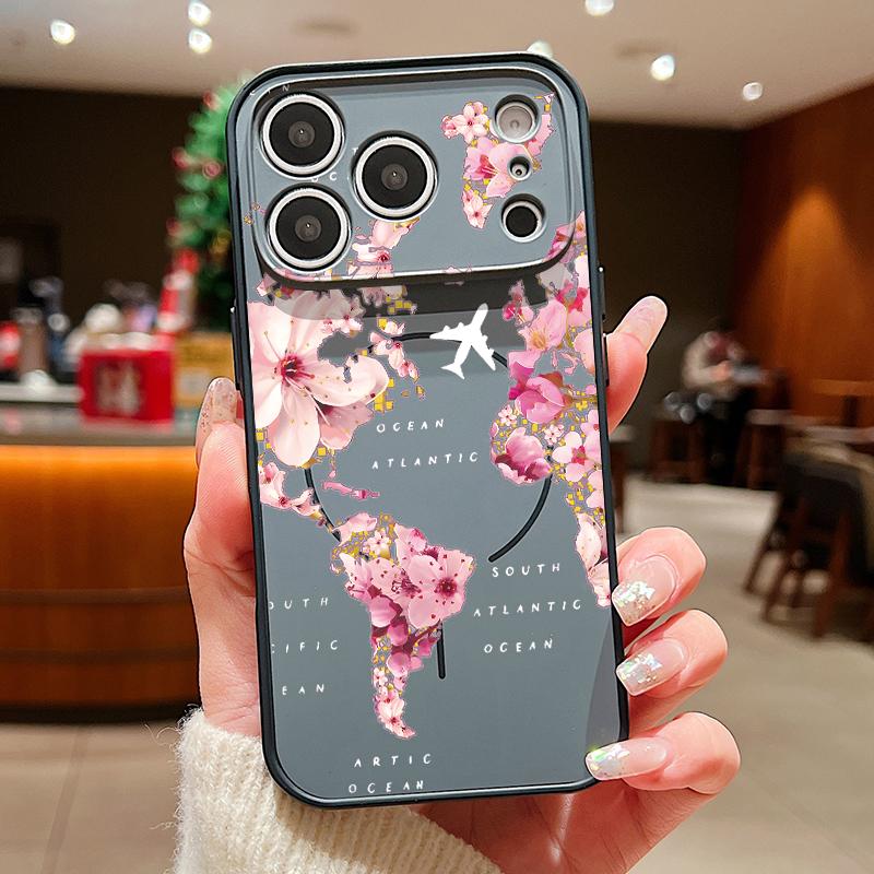 

Peach Blossom Branch Pattern Case For iPhone 17 Pro Max Magnetic For Magsafe Hybrid Slim Matte Cover For iPhone 16 15 14 13 Pro Max iPhone 16 Pro Max чорний