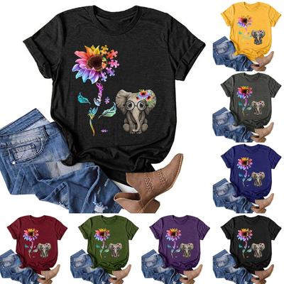 Women Casual Letter Printing Short Sleeves  Loose T-Shirt Blouse Tops
