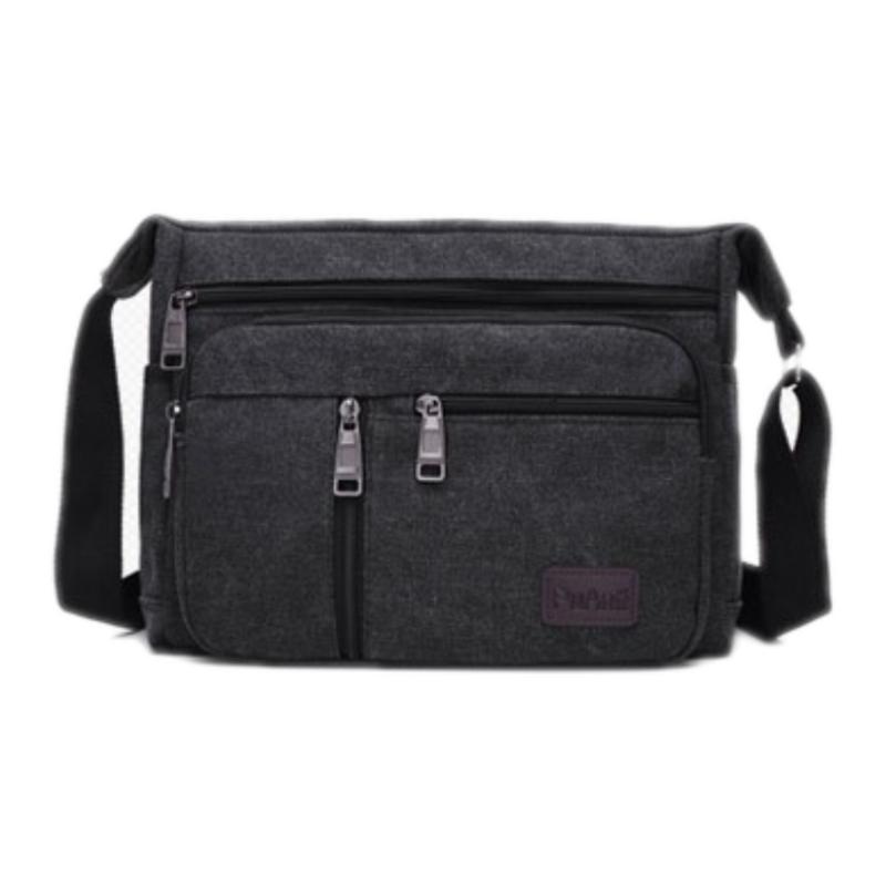 Vintage Canvas Herren Umhängetasche - Verstellbare Riemen, Mehrere Reißverschlusstaschen, Outdoor- und Wander-Schultertasche