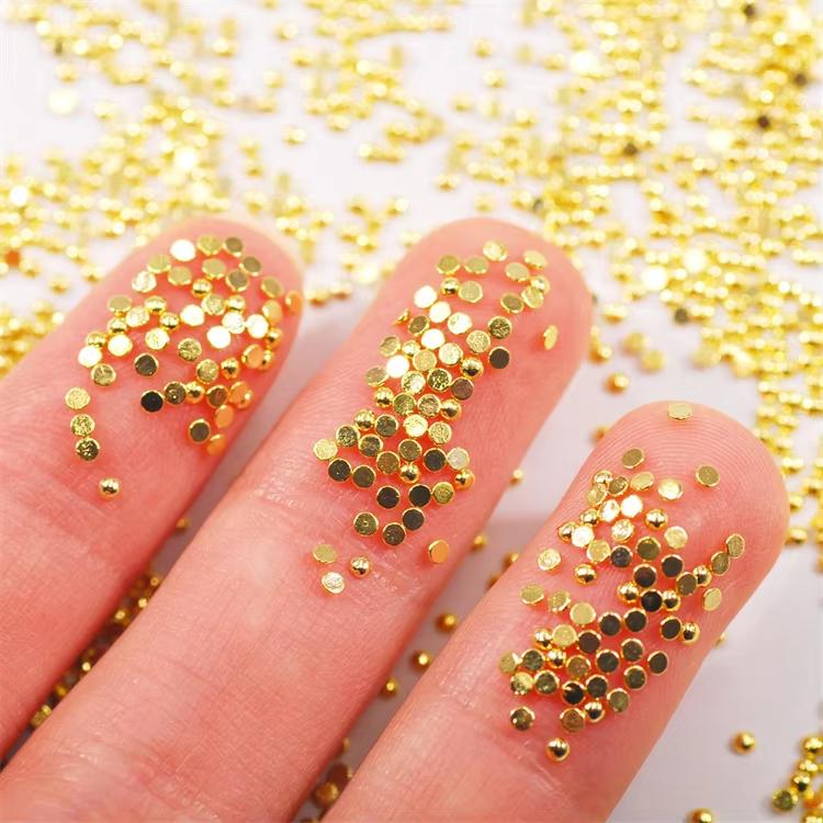 Hisenlee 1.5MM Gold Silver Half Round Flatback Metal Loose Rhinestones 10000Pcs/Bag Made Alloy Garment Decoration