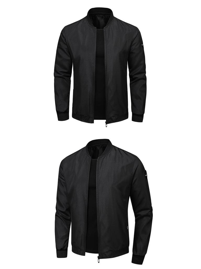 Men's Spring/Autumn Solid Color Lightweight Breathable Baseball Jacket