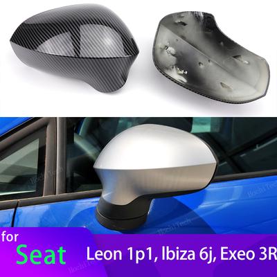 Replacement Carbon Fiber Look Black Rearview Side Mirror Cover Caps for Seat Exeo 3R Leon 1P1 2009-2013 Lbiza 6J 2008-2013