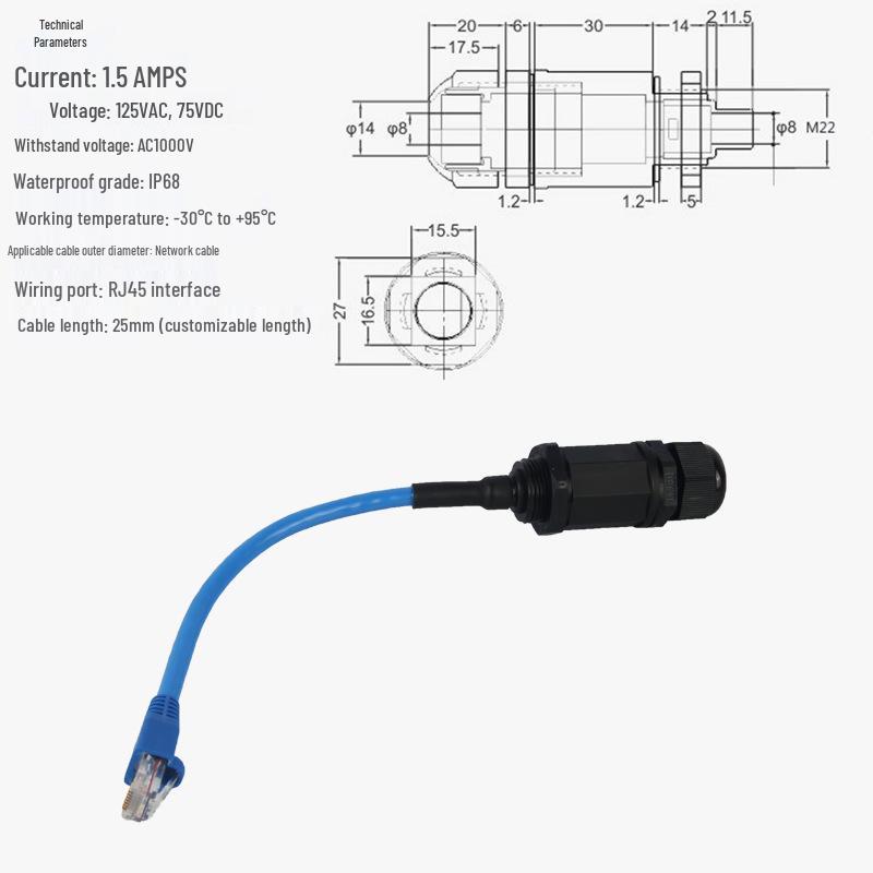 Shielded RJ45 Waterproof Cat6 Network Connector