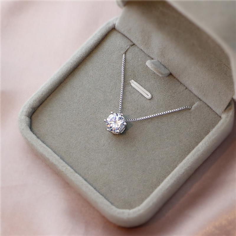 925 Silver Plated Necklace Versatile Single Sparkling AAA Zircon Clavicle Chain for Women Wedding Jewelry