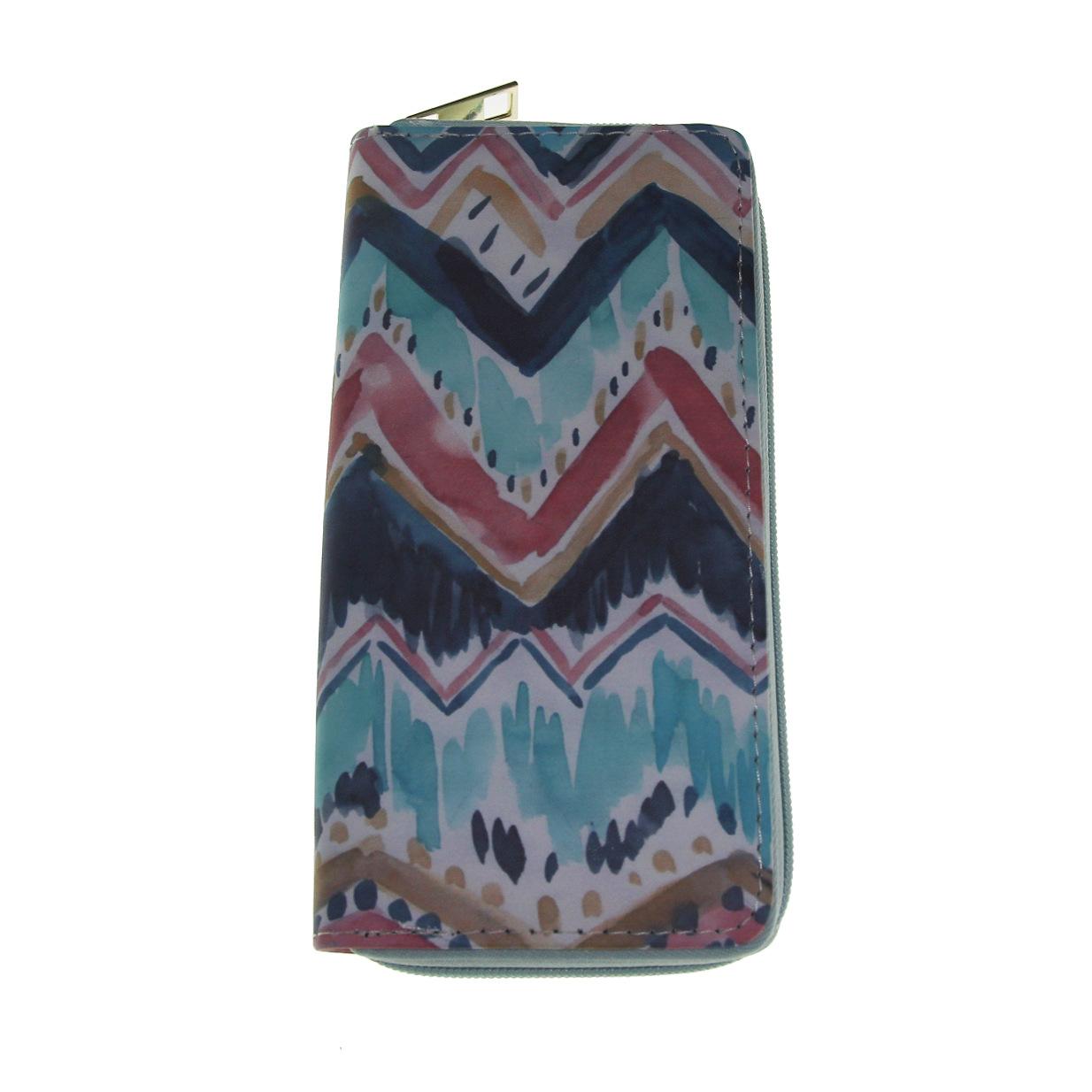 

New ethnic style plaid long zipper wallet, wallet