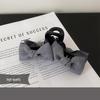 Grey Double Bow Claw Clip - Elegant Large Fabric Hair Accessory