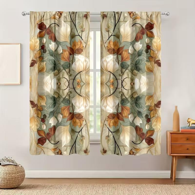 

Artistic Vikama Piece New Chinese Style Peacock Curtains Home Decor Kitchen Bedroom Semi Curtain Light Blocking For Made Of Polyester W100*H70(CM)-Hooks&2PCS