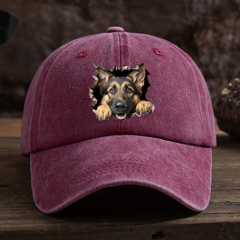 Lochmuster Wolfshund-Print Baseballkappe Unisex Outdoor Entenschnabelkappe gebogener Schirm gewaschen Retro Sonnenhut