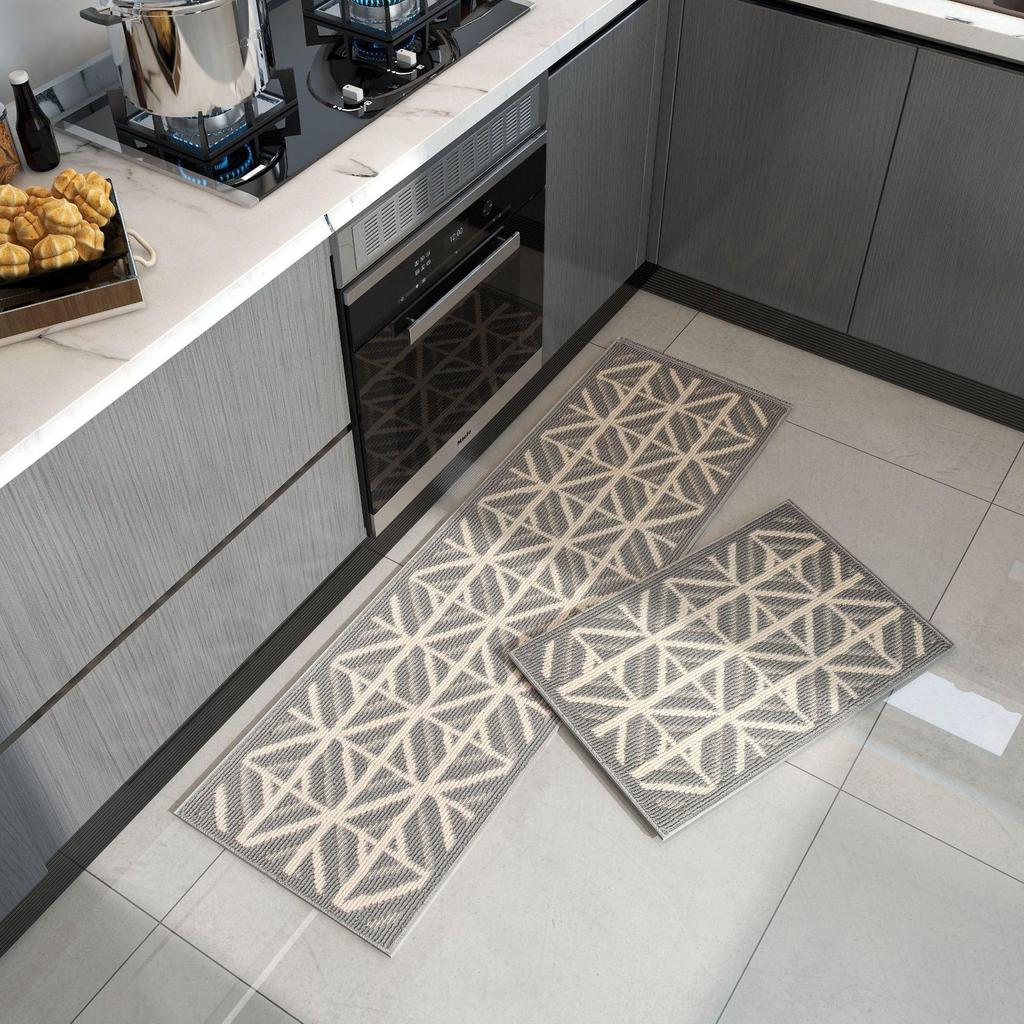 Nordic Light Luxury Kitchen & Bedroom Non-Slip Rug - Water & Oil Absorbent, Dirt Resistant Polypropylene Woven Carpet