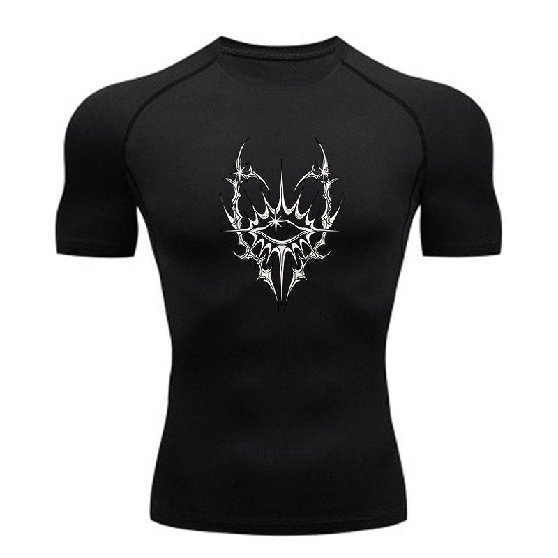 Men's Compression Athletic T-Shirt, Vintage Tribal Cyber Tat