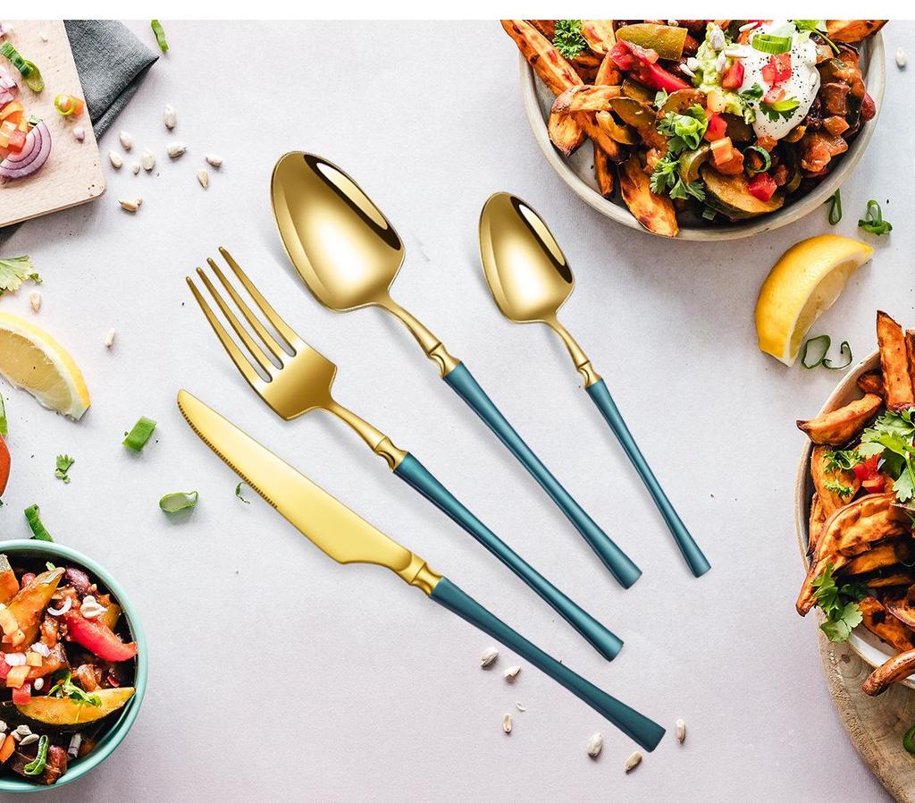 Nowoczesny Zestaw Sztućców ze Stali Nierdzewnej 2025: Kolekcja 24/30 sztuk noży, widelców i łyżek dla hoteli i restauracji zachodnich.