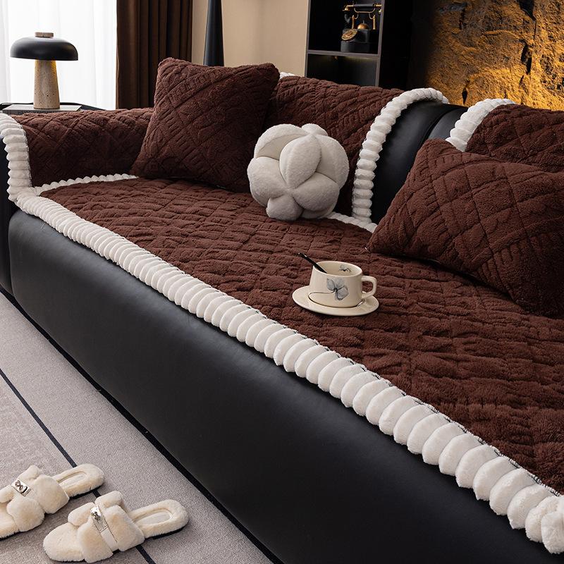 French Style High Weight Taffeta Velvet Sofa Cover New Autumn Winter Thick Durable Non-Slip One-Piece Cushion Sofa Cover