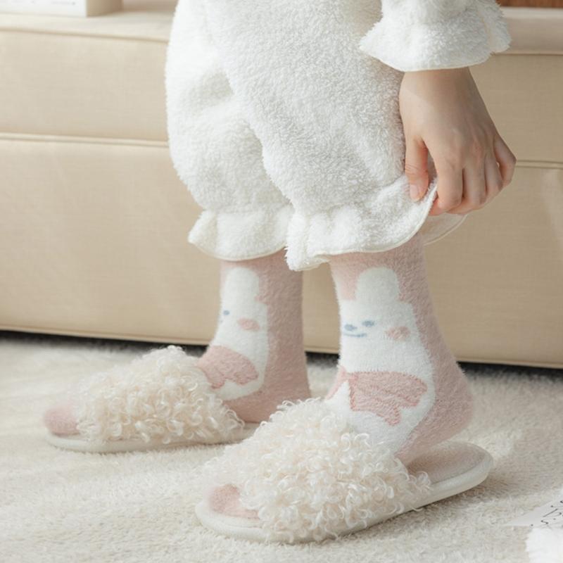 Womens Cute Fuzzy Socks Slipper Fluffier Cozy Imitation Mink Socks Thick Plush Warm Winter Home Soft Sleeping Stocking