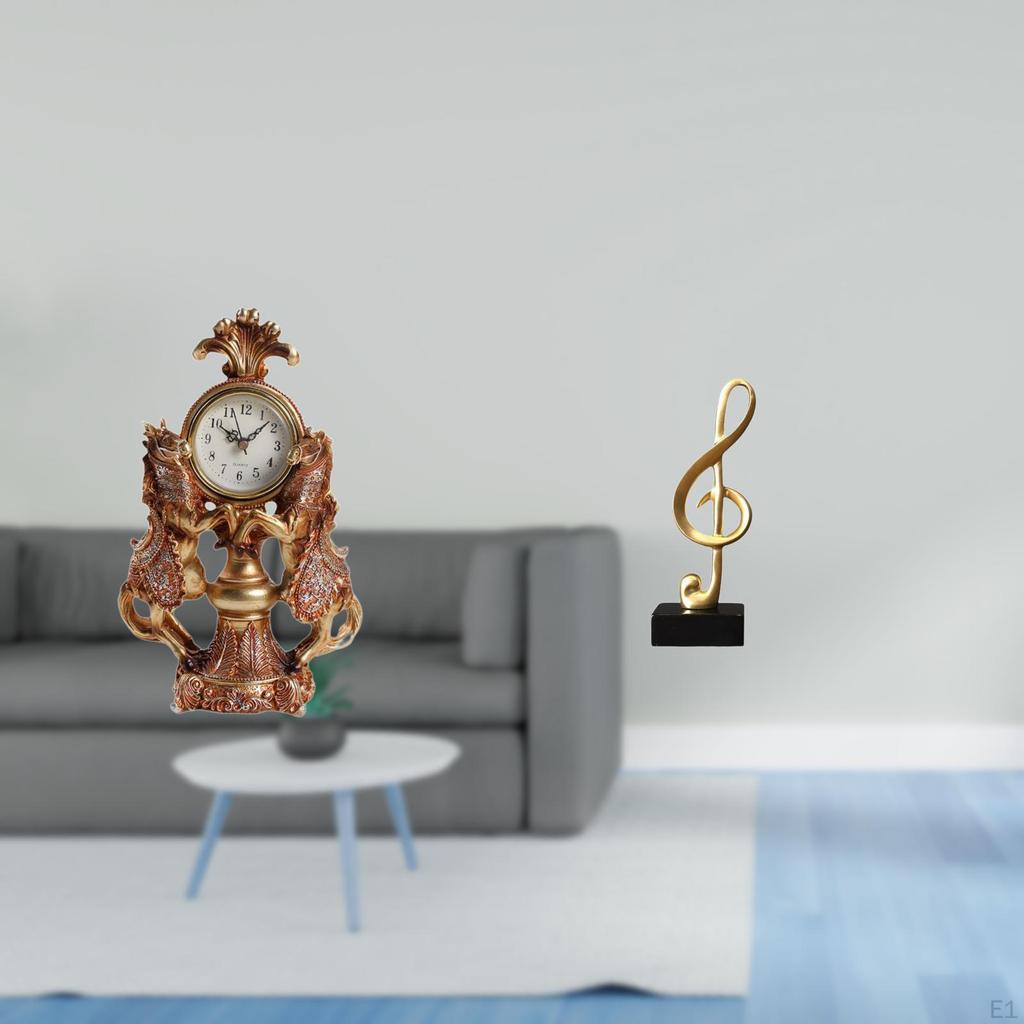 Horse Clock Music Note Desktop Figurine Decoration Crafts Collection Statue Animal Table