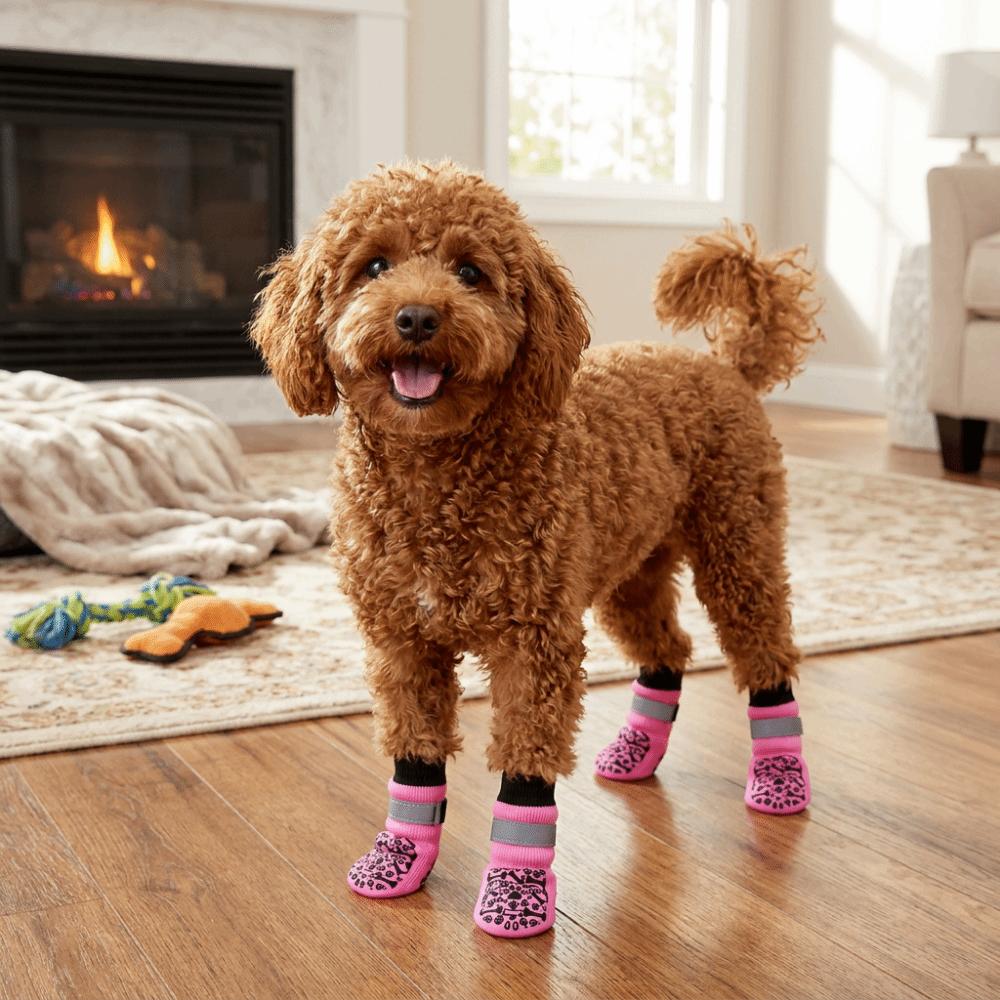 Reflective Anti-Slip Dog Socks Adjustable Dog Paw Protectors Dog Shoes Socks  Anti-Scratch