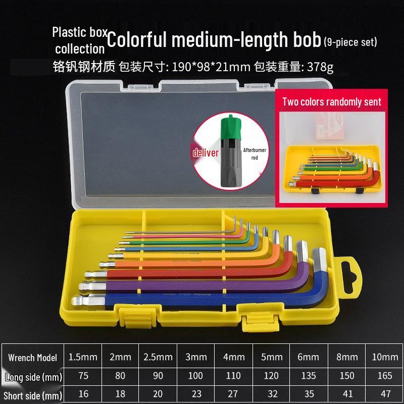 Colored Hex Key Set with Multifunctional 6-Point Screwdriver