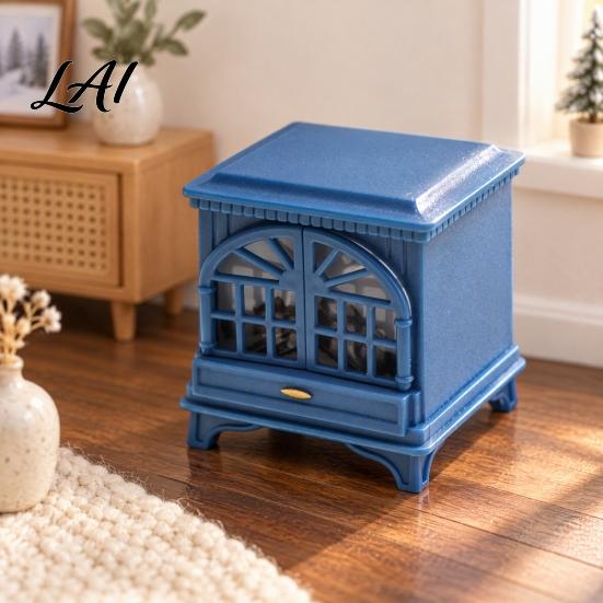Tabletop Miniature Decor 1:12 Dollhouse Fireplace with LED Light Vintage Mini Stove Furniture Accessory 1 12 Scale Light Up Model for Doll