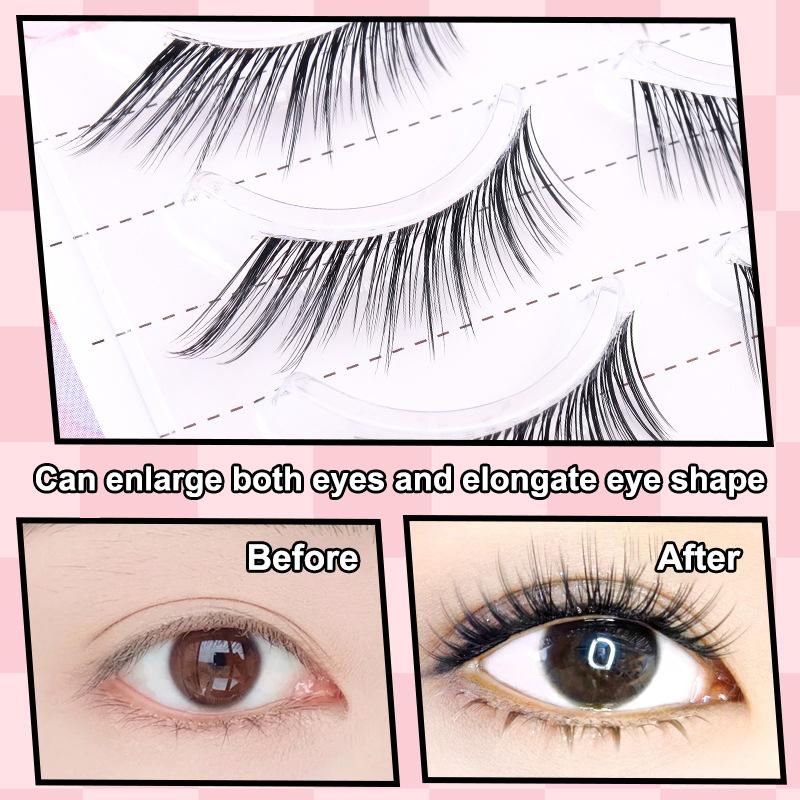 Falsche Wimper Anime-Wimper 5 Paare Lange Wimper Natürliches Tages-Make-up Manga-Wimper Transparenter Wimpernstreifen Vergrößern Sie Ihre Augen