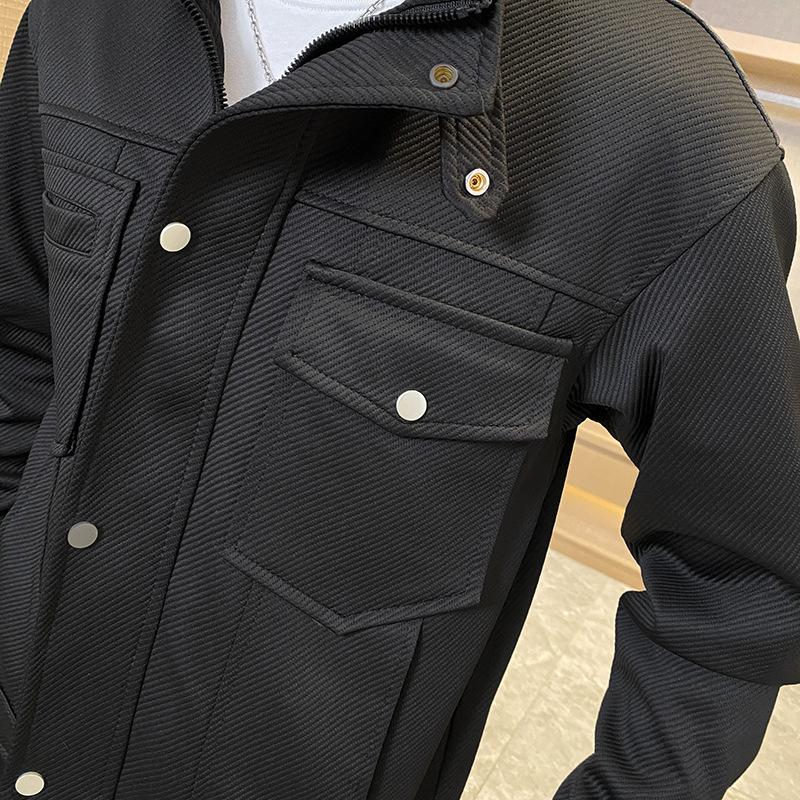 Men's coat spring and autumn new stand-up collar slim jacket trendy versatile twill casual ruffian handsome outer gown men