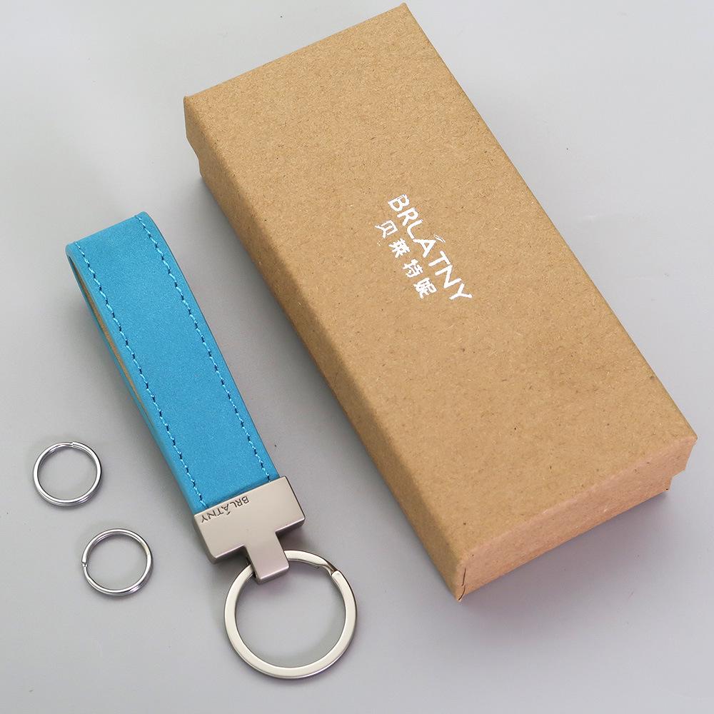 Belleterny Frosted Genuine Leather Keychain - Luxury Keyring Pendant with Logo Customization.