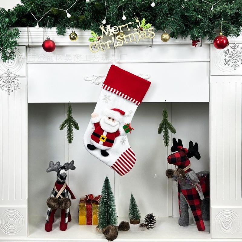 1pcs Linen Christmas Stocking Gift Bag Snowman Hanging Christmas Tree Ornaments Decorations for Festive Holiday Wall Decoration
