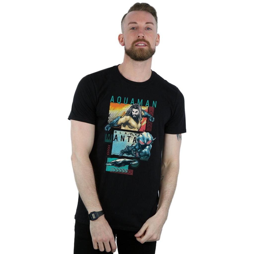 DC Comics Mens Aquaman Character Tiles T-Shirt