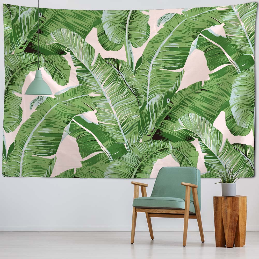 Plant Leaf Printed Tapestry Wall Hanging Bohemian Thin Polyester Home Sofa Bed Sheet Picnic Tablecloth Bedroom Decoration