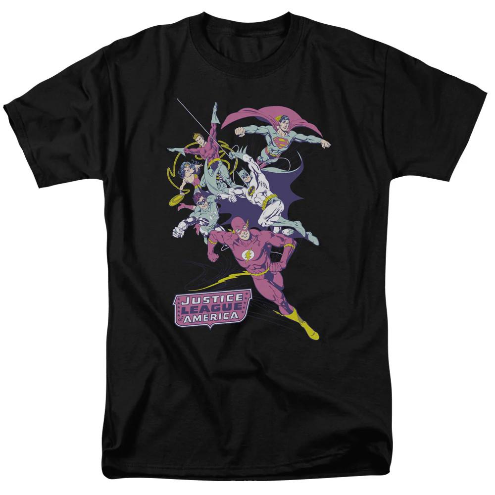 Лига Справедливости Америки Красочная Лига Мужская Футболка Черная Официально Лицензированная S
