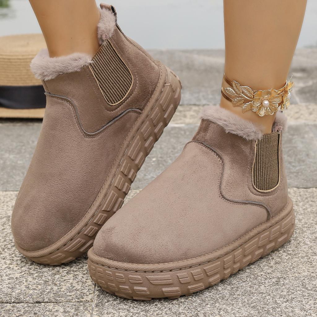 Foreign trade large size new 2025 autumn and winter snow boots women's warm solid color large size elastic band thick sole short cotton shoes batch