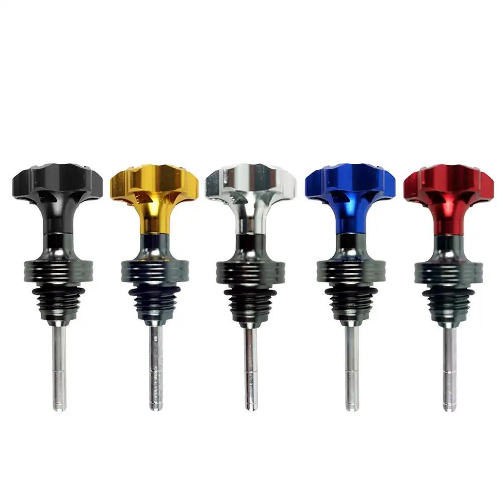 Scooter Motorcycle Engine Oil Dipstick Filler Cap Plug Engine Crankcase Oil Level Gauge Red Blue Black Gold Silver Aluminum