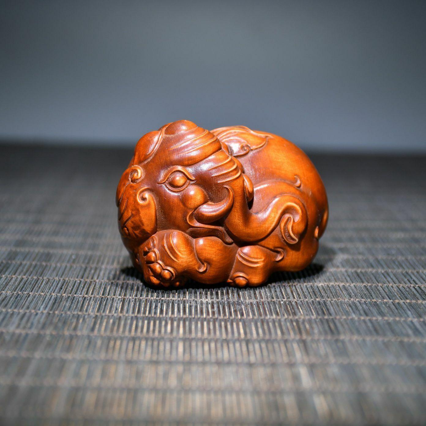 

Китайская антикварная резьба по самшиту Изысканная коллекция статуэток слонов Искусство CHINA