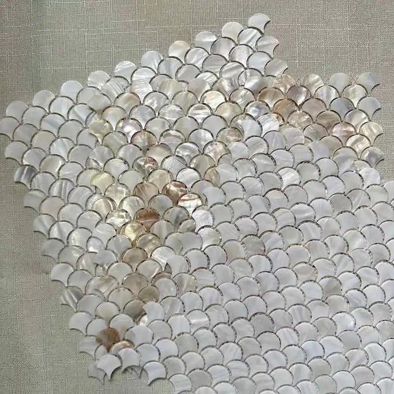 Shell Mosaic Tile Natural White Mother of Pearl Wall Backsplash Bathroom Tiles Fish Scale Sheet Kitchen 97