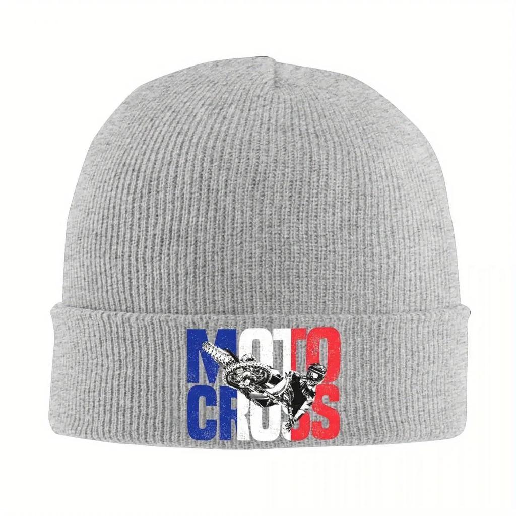 New French Motocross Beanie Hats Bonnet Hats Unisex Women Vintage Hippie Knitting Hat Winter Printed Elastic Caps