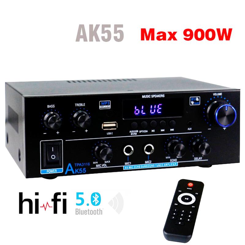 Auto-partner HiFi Аудио Усилитель Цифровой Bluetooth Усилитель RMS 70Вт+70Вт Канал 2.0 Входы FM-радио AK55