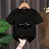 EW PEOPLE Letter Print Kids TShirt Summer Childrens Pure Cotton Shortsleeved Casual Tops Boysgirls Gifts Black Cat Pattern