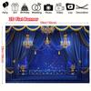 Telo Banner per Palco Lussuoso 2D Blu Oro Tende e Lampadari Decorazione
