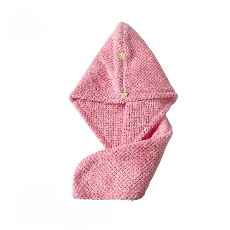 

Шапочка для сухого волосся Coral Velvet із суперабсорбентом, шапочка для душу, рушник для сухого волосся Double Layer темно-рожевого кольору